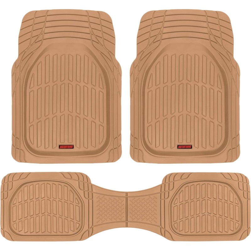 Motor Trend FlexTough Floor Mats for Cars, Deep Dish All-Weather Mats, Waterproof Trim-To Fit Automotive Floor Mats for Cars