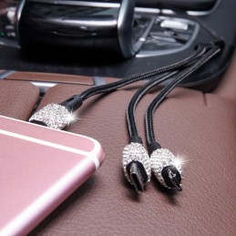 Bling Car Accessories for Women Interior, Glitter Girly Car Accessories, Usb Charging Cable Multi Fast Charge, Usb Car Charger,