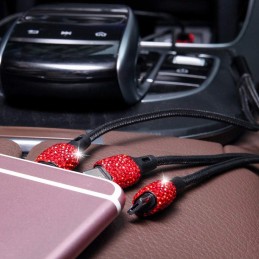 Bling Car Accessories for Women Interior, Glitter Girly Car Accessories, Usb Charging Cable Multi Fast Charge, Usb Car Charger,