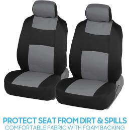 BDK PolyPro Car Seat Covers Full Set in Charcoal on Black – Front and Rear Split Bench for Cars, Easy to Install Cover Set,