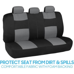 BDK PolyPro Car Seat Covers Full Set in Charcoal on Black – Front and Rear Split Bench for Cars, Easy to Install Cover Set,