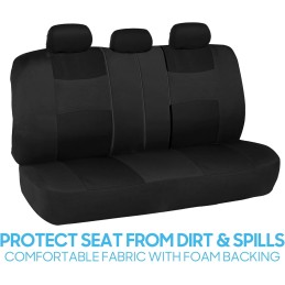 BDK PolyPro Car Seat Covers Full Set in Charcoal on Black – Front and Rear Split Bench for Cars, Easy to Install Cover Set,