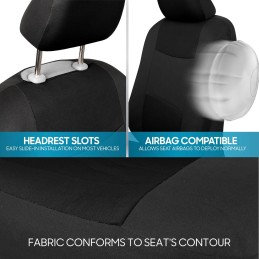 BDK PolyPro Car Seat Covers Full Set in Charcoal on Black – Front and Rear Split Bench for Cars, Easy to Install Cover Set,
