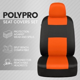 BDK PolyPro Car Seat Covers Full Set in Charcoal on Black – Front and Rear Split Bench for Cars, Easy to Install Cover Set,