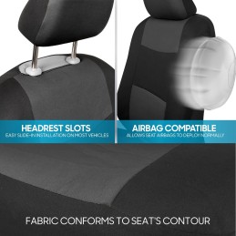 BDK PolyPro Car Seat Covers Full Set in Charcoal on Black – Front and Rear Split Bench for Cars, Easy to Install Cover Set,