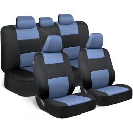 BDK PolyPro Car Seat Covers Full Set in Charcoal on Black – Front and Rear Split Bench for Cars, Easy to Install Cover Set,