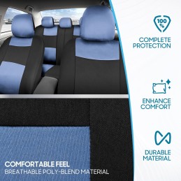 BDK PolyPro Car Seat Covers Full Set in Charcoal on Black – Front and Rear Split Bench for Cars, Easy to Install Cover Set,