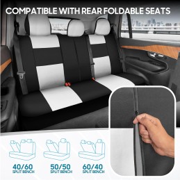 BDK PolyPro Car Seat Covers Full Set in Charcoal on Black – Front and Rear Split Bench for Cars, Easy to Install Cover Set,