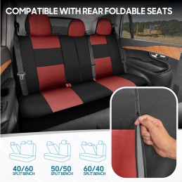 BDK PolyPro Car Seat Covers Full Set in Charcoal on Black – Front and Rear Split Bench for Cars, Easy to Install Cover Set,