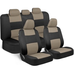 BDK PolyPro Car Seat Covers Full Set in Charcoal on Black – Front and Rear Split Bench for Cars, Easy to Install Cover Set,