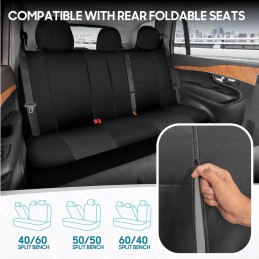 BDK PolyPro Car Seat Covers Full Set in Charcoal on Black – Front and Rear Split Bench for Cars, Easy to Install Cover Set,