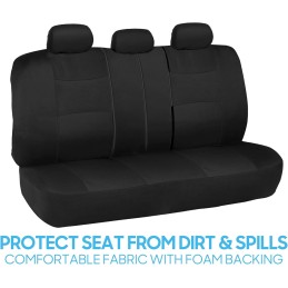 BDK PolyPro Car Seat Covers Full Set in Charcoal on Black – Front and Rear Split Bench for Cars, Easy to Install Cover Set,