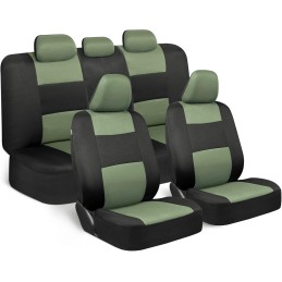 BDK PolyPro Car Seat Covers Full Set in Charcoal on Black – Front and Rear Split Bench for Cars, Easy to Install Cover Set,