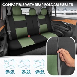 BDK PolyPro Car Seat Covers Full Set in Charcoal on Black – Front and Rear Split Bench for Cars, Easy to Install Cover Set,