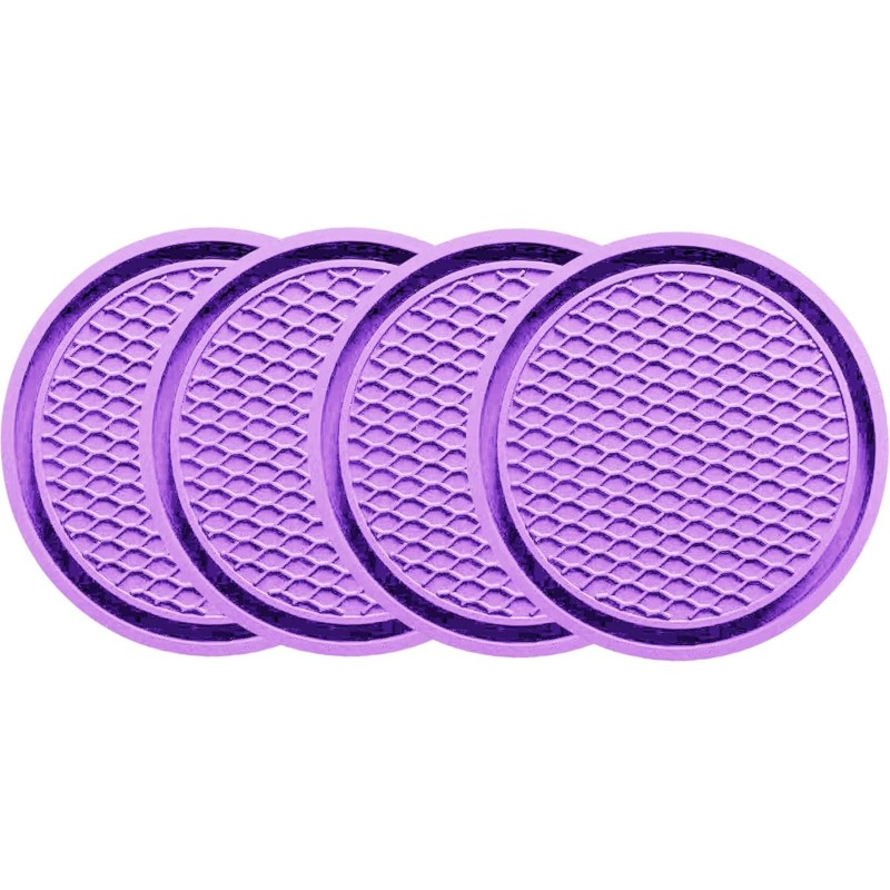 Car Cup Coaster, 4PCS Universal Auto Non-Slip Cup Holder Embedded in Ornaments Silicone Coaster, Car Interior Accessories Mat,