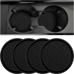 Car Cup Coaster, 4PCS Universal Auto Non-Slip Cup Holder Embedded in Ornaments Silicone Coaster, Car Interior Accessories Mat,