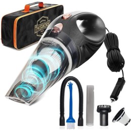 ThisWorx Beutellos Autostaubsauger mit LED-Licht – Handstaubsauger zur Auto-Reinigung – 110W 12V – Adapter zum Anschluss an den