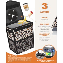 Car Trash Can with Lid, Cute Leakproof Car Trash Garbage Bag Hanging Vehicle Trash Bin Small Portable Automotive Garbage Cans