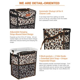 Car Trash Can with Lid, Cute Leakproof Car Trash Garbage Bag Hanging Vehicle Trash Bin Small Portable Automotive Garbage Cans