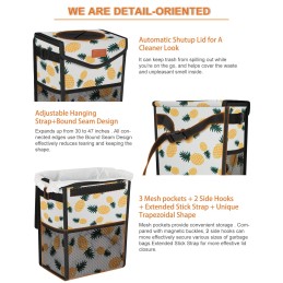 Car Trash Can with Lid, Cute Leakproof Car Trash Garbage Bag Hanging Vehicle Trash Bin Small Portable Automotive Garbage Cans