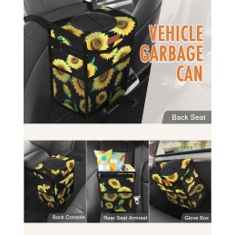Car Trash Can with Lid, Cute Leakproof Car Trash Garbage Bag Hanging Vehicle Trash Bin Small Portable Automotive Garbage Cans
