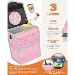 Car Trash Can with Lid, Cute Leakproof Car Trash Garbage Bag Hanging Vehicle Trash Bin Small Portable Automotive Garbage Cans