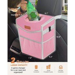 Car Trash Can with Lid, Cute Leakproof Car Trash Garbage Bag Hanging Vehicle Trash Bin Small Portable Automotive Garbage Cans