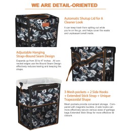 Car Trash Can with Lid, Cute Leakproof Car Trash Garbage Bag Hanging Vehicle Trash Bin Small Portable Automotive Garbage Cans