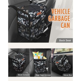 Car Trash Can with Lid, Cute Leakproof Car Trash Garbage Bag Hanging Vehicle Trash Bin Small Portable Automotive Garbage Cans