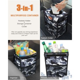 Car Trash Can with Lid, Cute Leakproof Car Trash Garbage Bag Hanging Vehicle Trash Bin Small Portable Automotive Garbage Cans