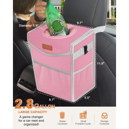 Car Trash Can with Lid, Cute Leakproof Car Trash Garbage Bag Hanging Vehicle Trash Bin Small Portable Automotive Garbage Cans