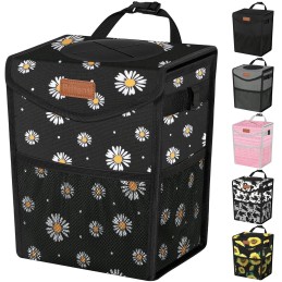 Car Trash Can with Lid, Cute Leakproof Car Trash Garbage Bag Hanging Vehicle Trash Bin Small Portable Automotive Garbage Cans