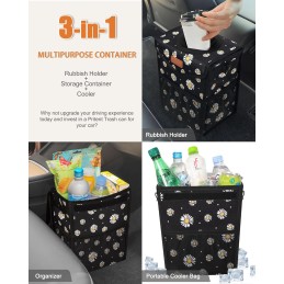 Car Trash Can with Lid, Cute Leakproof Car Trash Garbage Bag Hanging Vehicle Trash Bin Small Portable Automotive Garbage Cans