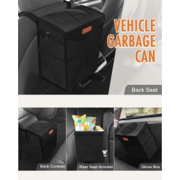 Car Trash Can with Lid, Cute Leakproof Car Trash Garbage Bag Hanging Vehicle Trash Bin Small Portable Automotive Garbage Cans