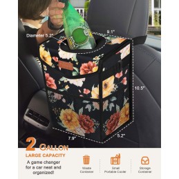 Car Trash Can with Lid, Cute Leakproof Car Trash Garbage Bag Hanging Vehicle Trash Bin Small Portable Automotive Garbage Cans
