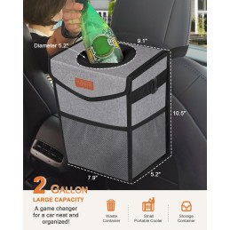 Car Trash Can with Lid, Cute Leakproof Car Trash Garbage Bag Hanging Vehicle Trash Bin Small Portable Automotive Garbage Cans