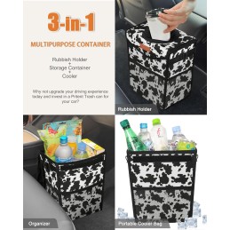 Car Trash Can with Lid, Cute Leakproof Car Trash Garbage Bag Hanging Vehicle Trash Bin Small Portable Automotive Garbage Cans