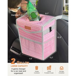 Car Trash Can with Lid, Cute Leakproof Car Trash Garbage Bag Hanging Vehicle Trash Bin Small Portable Automotive Garbage Cans