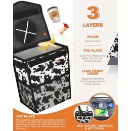 Car Trash Can with Lid, Cute Leakproof Car Trash Garbage Bag Hanging Vehicle Trash Bin Small Portable Automotive Garbage Cans