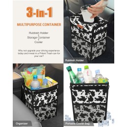 Car Trash Can with Lid, Cute Leakproof Car Trash Garbage Bag Hanging Vehicle Trash Bin Small Portable Automotive Garbage Cans