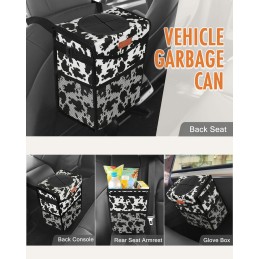 Car Trash Can with Lid, Cute Leakproof Car Trash Garbage Bag Hanging Vehicle Trash Bin Small Portable Automotive Garbage Cans