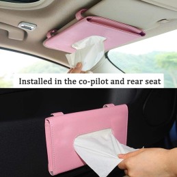 Leather Tissue Holder, Mask Holder, Rectangular Sun Visor Napkin, Mask Dispenser, Premium Car Tissue Box for car, Vehicle