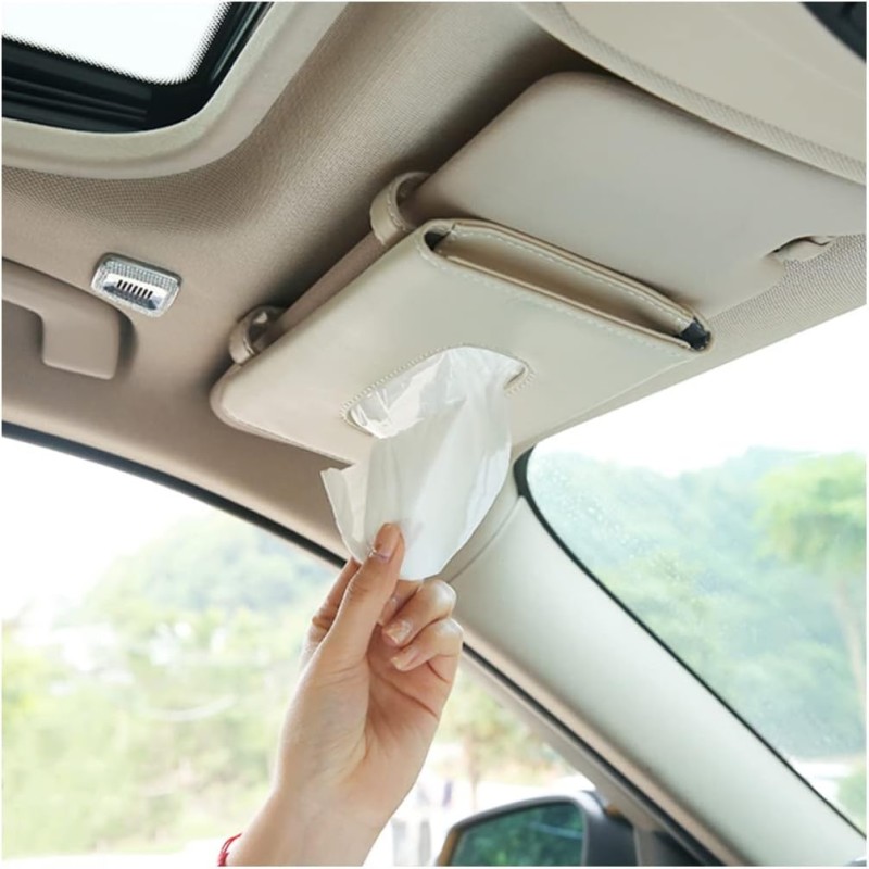 Leather Tissue Holder, Mask Holder, Rectangular Sun Visor Napkin, Mask Dispenser, Premium Car Tissue Box for car, Vehicle