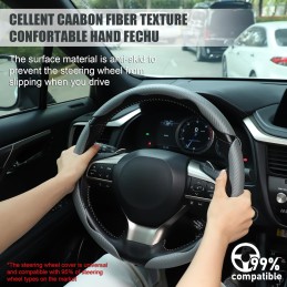 Amiss Carbon Fiber Anti-Skid Steering Wheel Protector, Segmented Butterfly Universal Wheel Cover, Car Interior Accessories (Red)