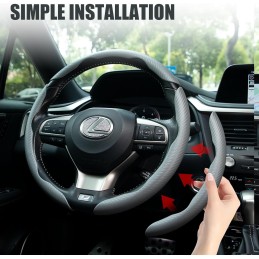 Amiss Carbon Fiber Anti-Skid Steering Wheel Protector, Segmented Butterfly Universal Wheel Cover, Car Interior Accessories (Red)