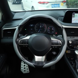 Amiss Carbon Fiber Anti-Skid Steering Wheel Protector, Segmented Butterfly Universal Wheel Cover, Car Interior Accessories (Red)