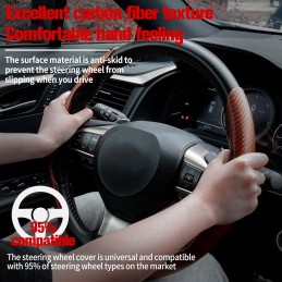 Amiss Carbon Fiber Anti-Skid Steering Wheel Protector, Segmented Butterfly Universal Wheel Cover, Car Interior Accessories (Red)