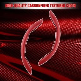 Amiss Carbon Fiber Anti-Skid Steering Wheel Protector, Segmented Butterfly Universal Wheel Cover, Car Interior Accessories (Red)