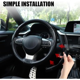 Amiss Carbon Fiber Anti-Skid Steering Wheel Protector, Segmented Butterfly Universal Wheel Cover, Car Interior Accessories (Red)