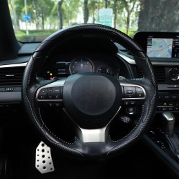 Amiss Carbon Fiber Anti-Skid Steering Wheel Protector, Segmented Butterfly Universal Wheel Cover, Car Interior Accessories (Red)